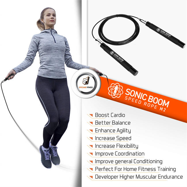 M2 High Speed Jump Rope - Patent Pending Self-Locking, Screw-Free Design – Weighted, 360 Degree Spin, Silicone Grip with 2 Speed Rope Cables for Home Workout, & More